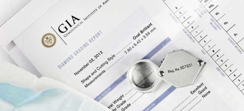 Diamond Investment Quality Grading and Certification Professional gemologist examining investment quality diamonds with GIA certification documents showing color clarity and cut grading essential for authenticating valuable gemstone investments - InfoProds 2026