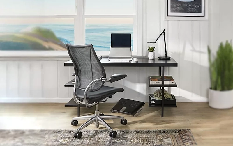 Ergonomic home office furniture showing adjustable desk ergonomic chair and comfortable workspace