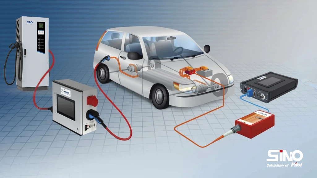 Smart electric vehicle charging accessories showing digital power monitoring display with real-time voltage and current readings, WiFi-enabled scheduler, and smartphone app integration for remote charging control - InfoProds 2026