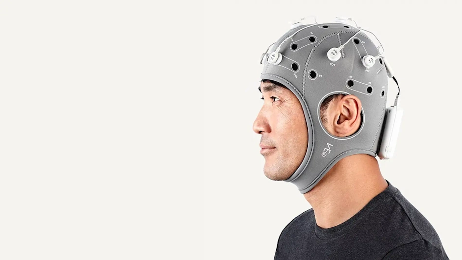 Person wearing modern wireless EEG headband for non-invasive brain-computer interface applications showing comfortable consumer neurotechnology design - InfoProds 2026