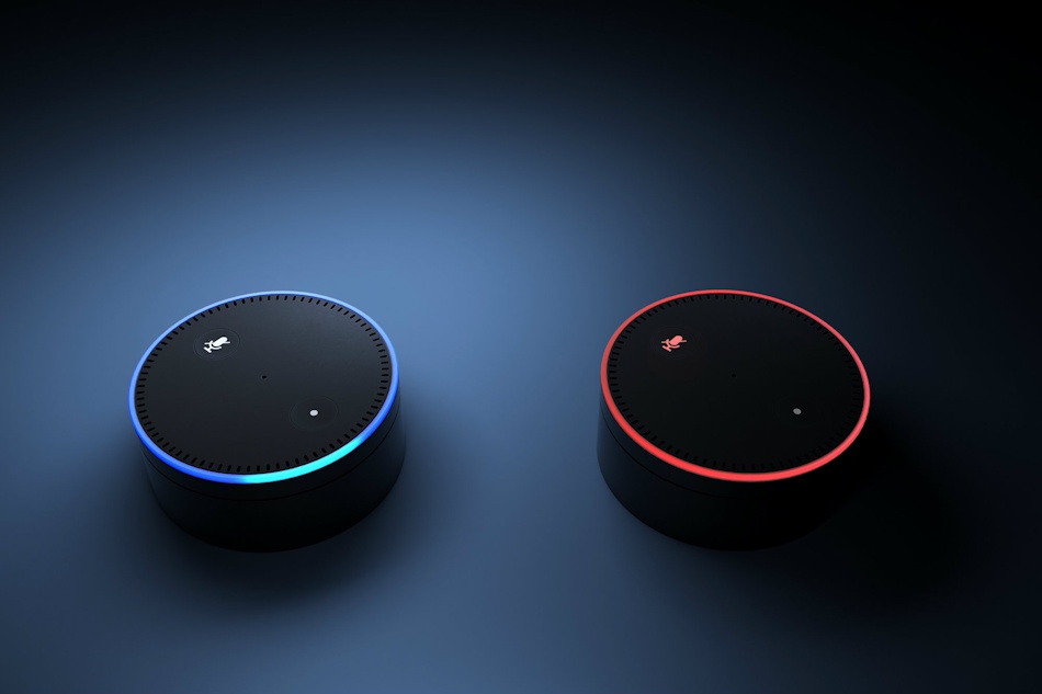 Modern smart home automation integration showing residential pool control system connected to Amazon Alexa and Google Home voice assistants enabling hands-free temperature adjustment, lighting control, and chemistry monitoring through centralized smart home management platform - InfoProds 2026