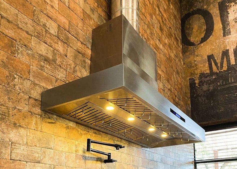 High-quality stainless steel ducted range hood with powerful CFM capacity properly vented outdoors removing nitrogen dioxide and cooking emissions to protect family respiratory health - Kitchen Ventilation Solutions InfoProds 2026