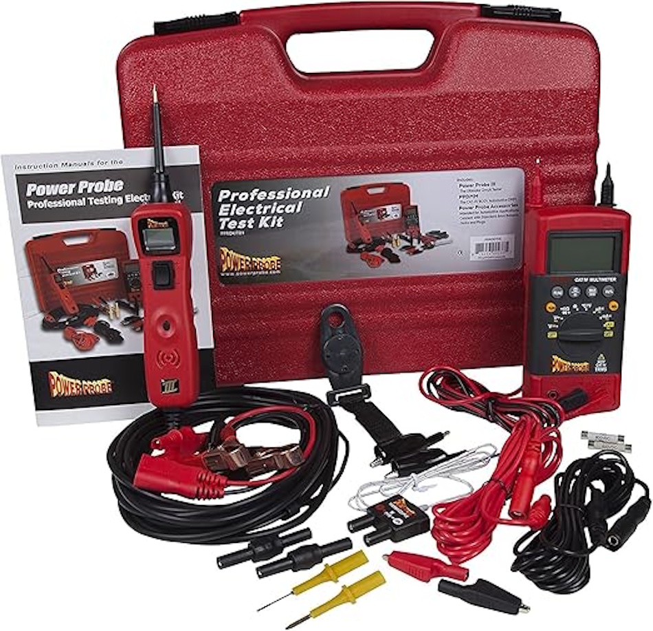 Digital multimeter and electrical testing instruments measuring resistance and voltage drop in automotive jump starter cables showing diagnostic procedures for identifying dangerous cable degradation and connection failures before catastrophic malfunction - InfoProds Electrical Safety Testing 2026